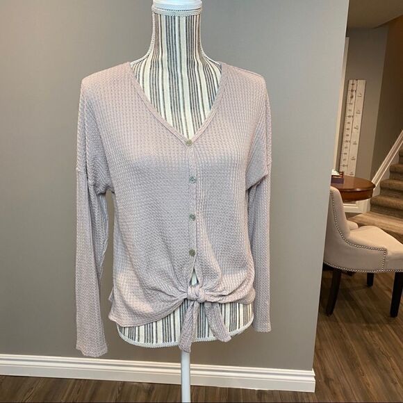 Altar’d State Dusty Pink Waffle Knit Top Medium - Picture 1 of 6